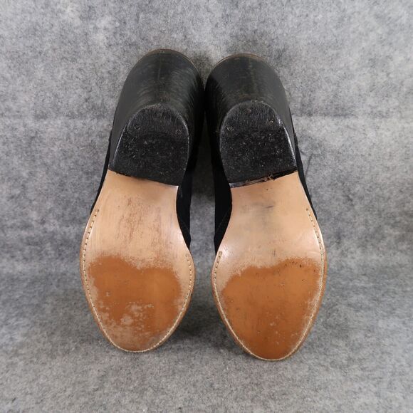 John Hardy Shoes Womens 8 Boots Leather Moto Biker Ankle Bootie Black Block Heel - Picture 10 of 13